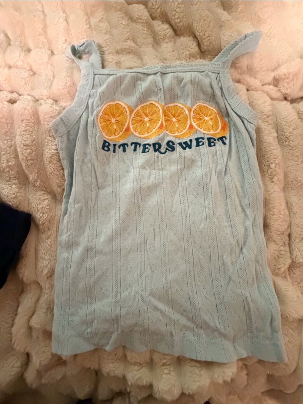 Light Blue Knit Tank with Citrus Embroidery